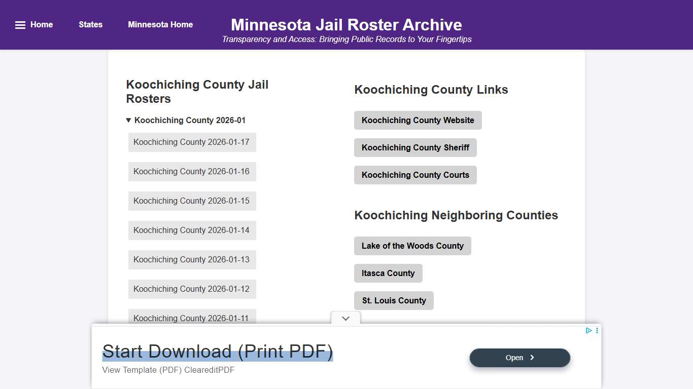 Koochiching County - Minnesota Jail Rosters
